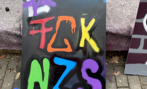 Graffitibild mit dem Schriftzug "Fck NZS"